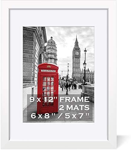 Рамки за снимки 9x12 бял цвят За показване на снимки 6x8 или 5x7 с мат или 9x12, без подложка - Дървена рамка за снимки с 2 подови
