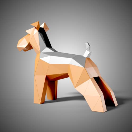 Хартиена Скулптура шнауцера, Определени за Занаяти собствените си ръце, Куче, порода териер Ръчна изработка, 3D-Фигура От Хартия, Низкополигональный