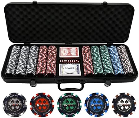 Versa Games 500шт Комплект за покер Про Покер Clay тегло 13,5 г - Тежки покер чипове за казиното, тегло 13,5 грама с купюри
