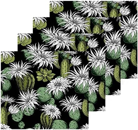 Набор от Мочалок Cactus Green Black 12x12 инча, 6 Опаковки, Впитывающее Памучни Кърпи, Квадратни Кърпи За Кухненски Съдове