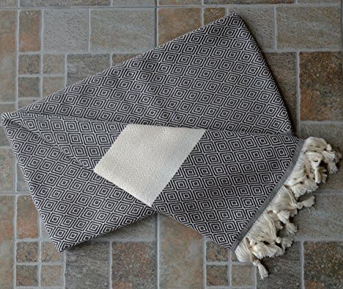 Турското кърпа с Изображение на Глухарче и Диамант от Естествен памук Пештемаль - 71x39 инча - Кафяв