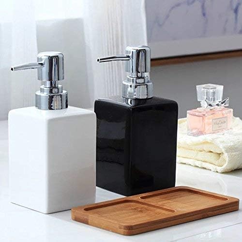 Бяла Керамика Опаковка от сапун за Баня,LuckyUs11OZ Модерни Ръчни Опаковки на Сапун за Плотове, Бутилка с Помпа Опаковка течност
