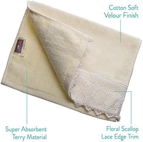 Творчески Кърпи с аромат на върховете на пръстите за баня (11x18 инча) Комплект кърпи от 4 парчета, мек велур, великолепна лейси покритие, памук машинно пране, идеален з