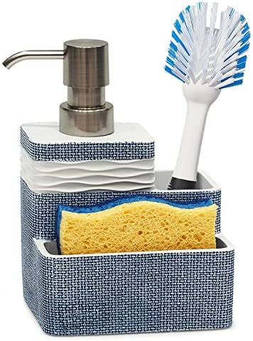 Опаковка за миене на съдове Suanti с гъба и притежател на четки за Кухненска Мивка-3 в 1 Опаковка за Порести сапун Caddy 11