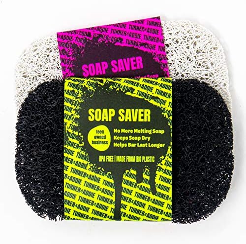 Държач за сапун Turner and Addie Soap Saver Lift Pad (2PK White) | Не съдържа бисфенолаА за душ и вана - Отвежда водата и удължава живота на