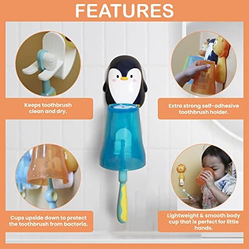 Стенен Държач за детска четка за зъби - четка за Зъби е ултра Мека четка Penguin за Деца, Стенен Държач за четка за зъби | Окачен Държач