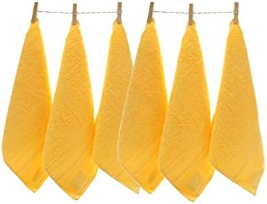 В памучна Кърпа за лице JINGXIN, Плътни Абсорбиращи Гъба за ежедневна употреба, 13,7 x 13,7 инча, Жълто, 6 опаковки