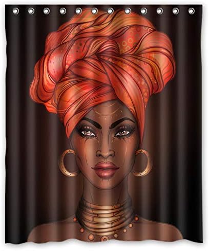 KXMDXA Афроамериканская Жена Красива Момиче Завеса За Душ От Полиэстеровой Плат Размер на Душ Завеси 60 X 72 Инча
