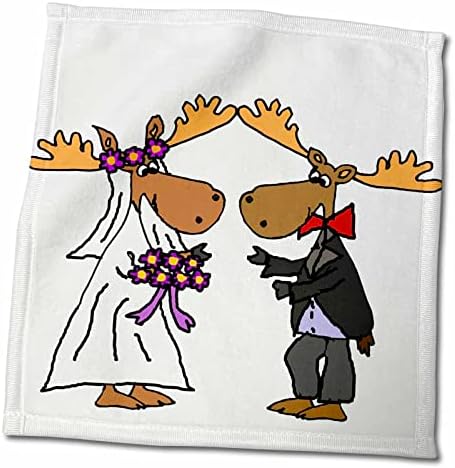 3dRose Забавен Сладък Лосове с шарките на Младоженеца и на Булката на сватбата - Кърпи (twl-260903-3)