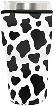 Biyejit Черно-Бяла Крава за Многократна употреба Ръкави За Кафе Чаши С Лед Неопренови Ръкави, С Принтом Крави Изолиран Капак за Чаши