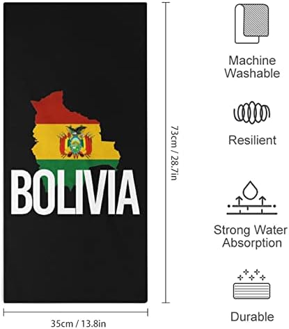 Кърпи за Ръце с Карта и Флага на Боливия, Кърпа За Миене на Лице и Тяло, Мека Гъба с Приятен Принтом за Баня, Кухня, Хотел